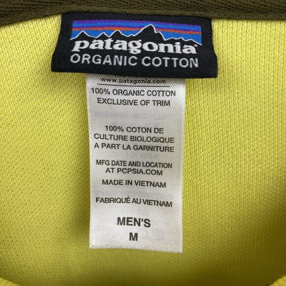 Patagonia Polo Shirt Adult Medium Yellow Short Sleeve Casual Hiking Outdoor Mens - Picture 2 of 5